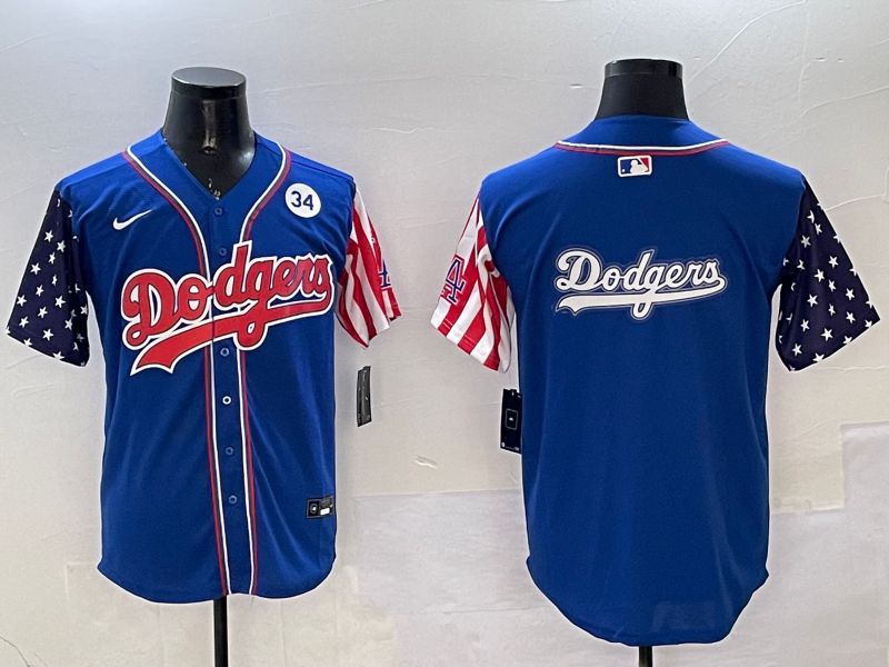 Men Los Angeles Dodgers Blank Blue a generation of national flags Joint name 2025 Nike MLB Jersey style 16